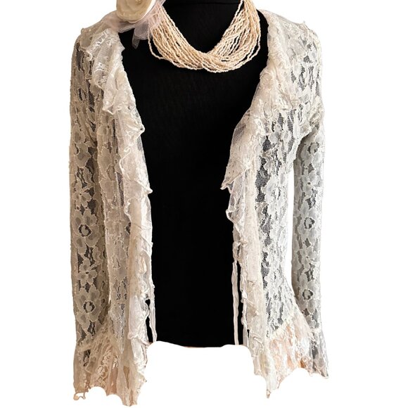 Marrika Nakk Womens Long Sleeve Lace Blouse with necklace. - Picture 3 of 4